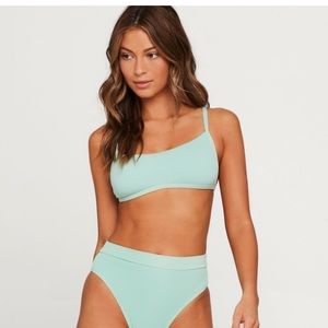 LSPACE Gemma ribbed bikini top in high tide NWT